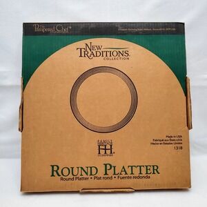 Pampered Chef New Tradition Stoneware●Round Platter W/Grip Net Pad●1318●NIB!‎